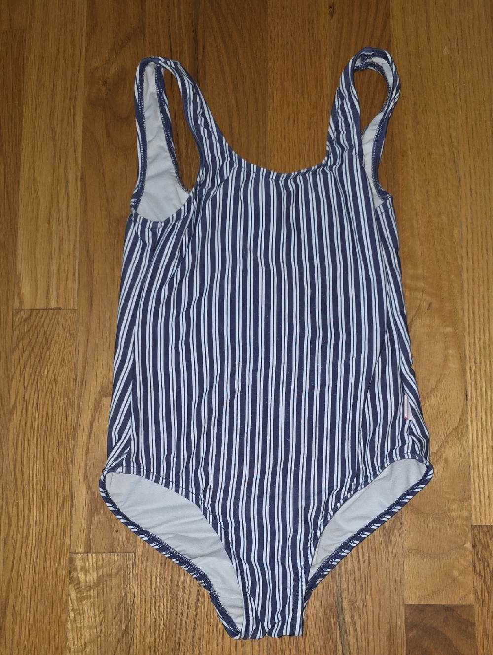 Girl's Navy and White Striped One-Piece Swimsuit